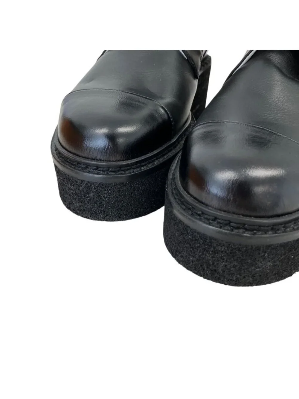 Chanel CC Logo Chain Decoration Lace Up Boots 37.5 Black